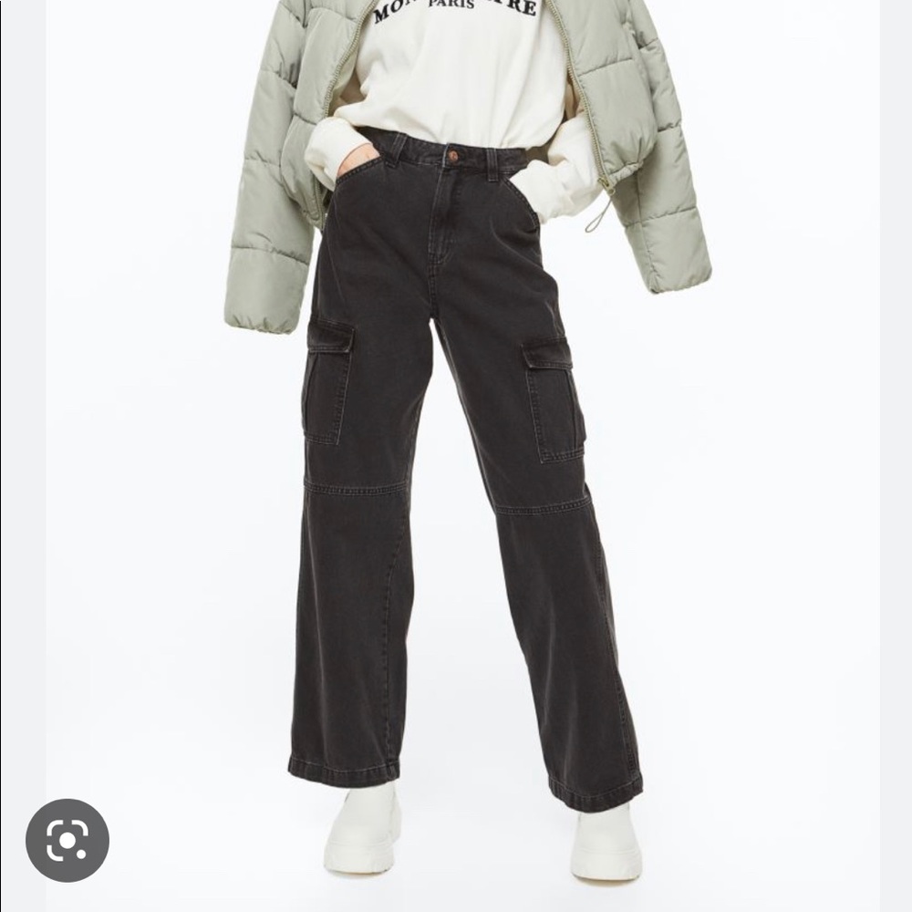 H&M black utility/cargo denim pant size 6